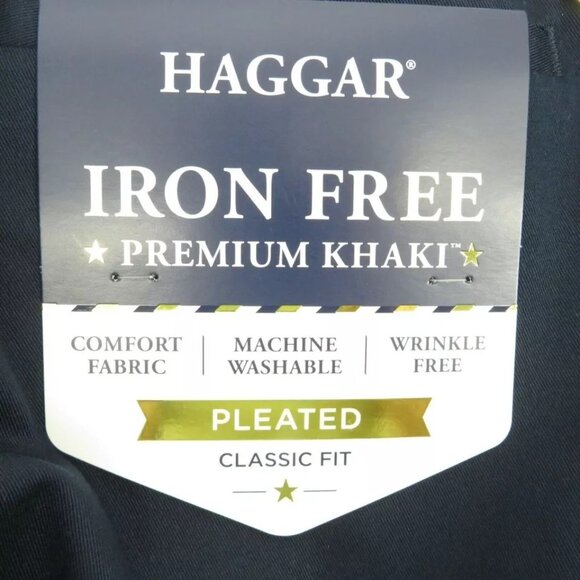 Haggar Iron Free Premium Khaki Classic Fit Pleated Pants 40x29 NWT $55 - Picture 4 of 5